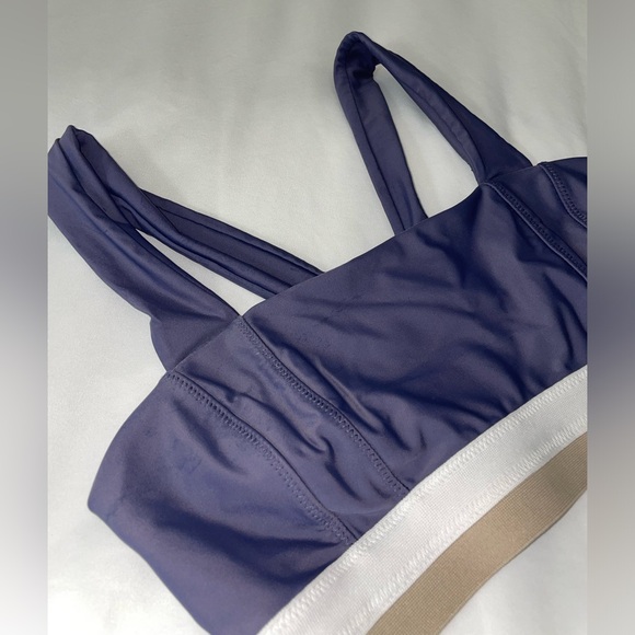 Free People Movement Sports Bra Size Medium Navy Blue,Tan and White - Picture 9 of 10